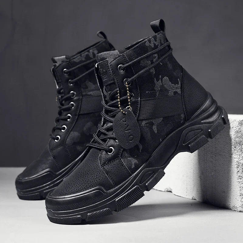 Hiking Boots For Men Autumn High Top Camouflage Desert Casual Flats Mens Boot Breathable Non Slip Work Shoes
