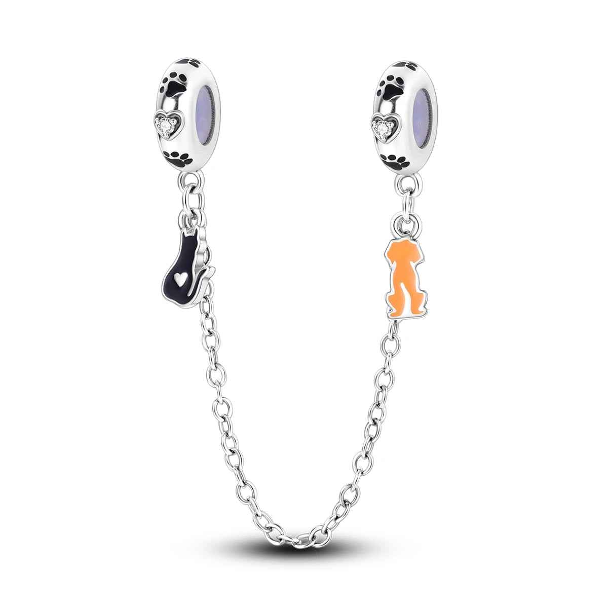 S925 Silver Plated Star Moon Safety Chain Charms Beads Fit Original Bracelet Fine DIY Birthday Jewelry
