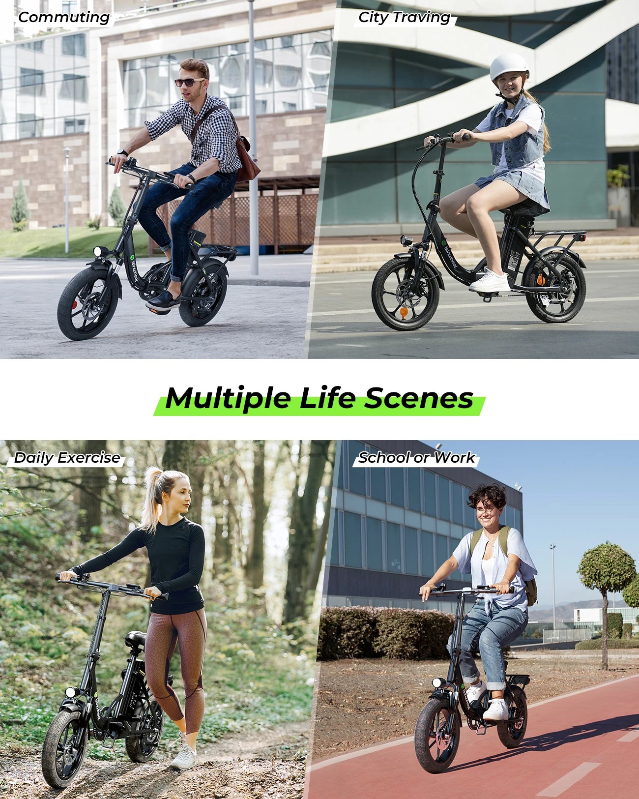 Isinwheel U4 Adult Electric Bicycle,500W city ebike, 36V 10.4AH commuting E-bike, 16  Tire Foldable Electric Bike