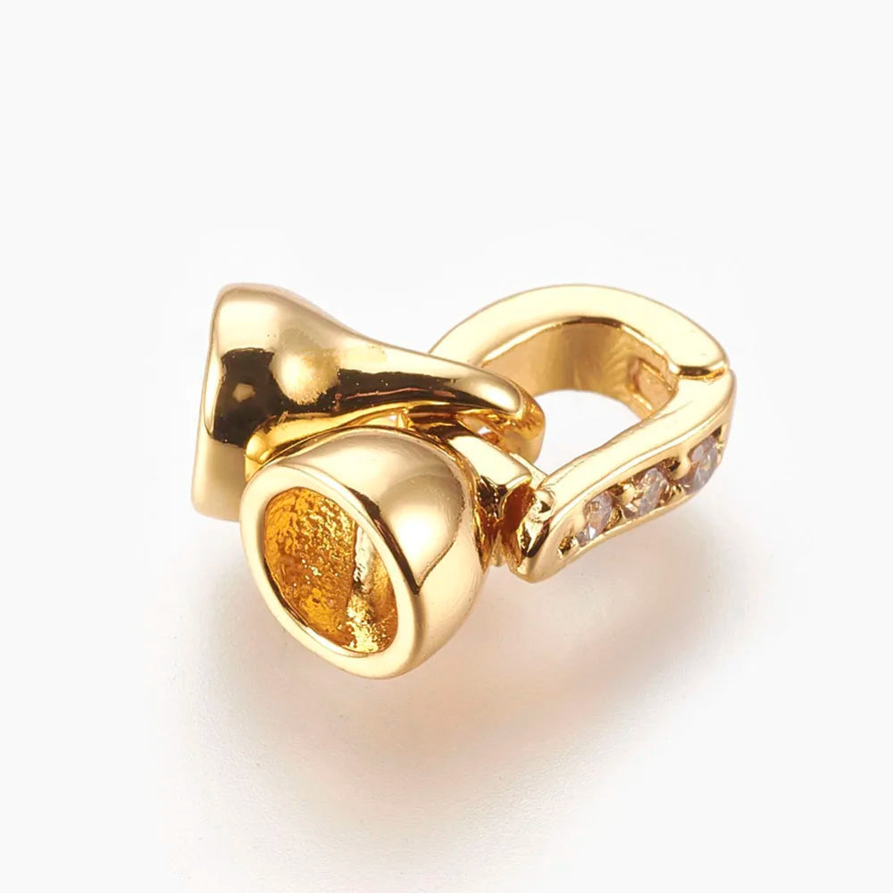 5Sets Brass Micro Pave Cubic Zirconia Fold Over Clasps 12x6.5x6mm For DIY Bracelet Necklace Jewelry End Connector Accessories