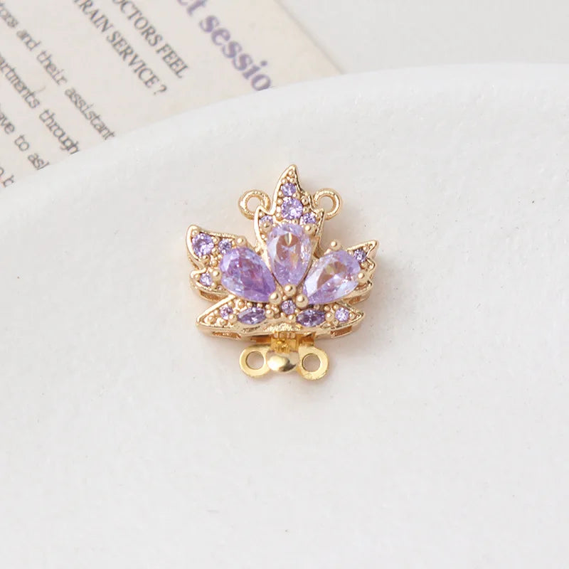 2 Sets 18K Gold Plated Brass Leaf Filigree Necklace Clasps Rhinestone Box  Strand for DIY Bracelet Connectors Jewelry Making