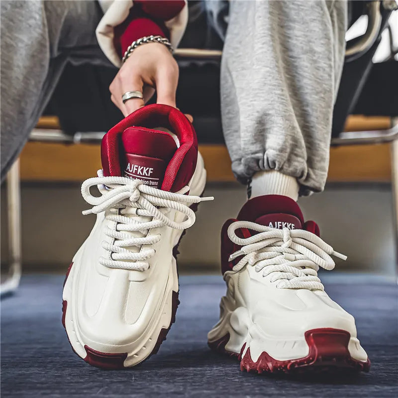 2025Autumn Men's High-top Running ShoesinsDad Sneakers Trendy Shoes Red Basketball Sports Shoes for Men in Their Zodiac Year