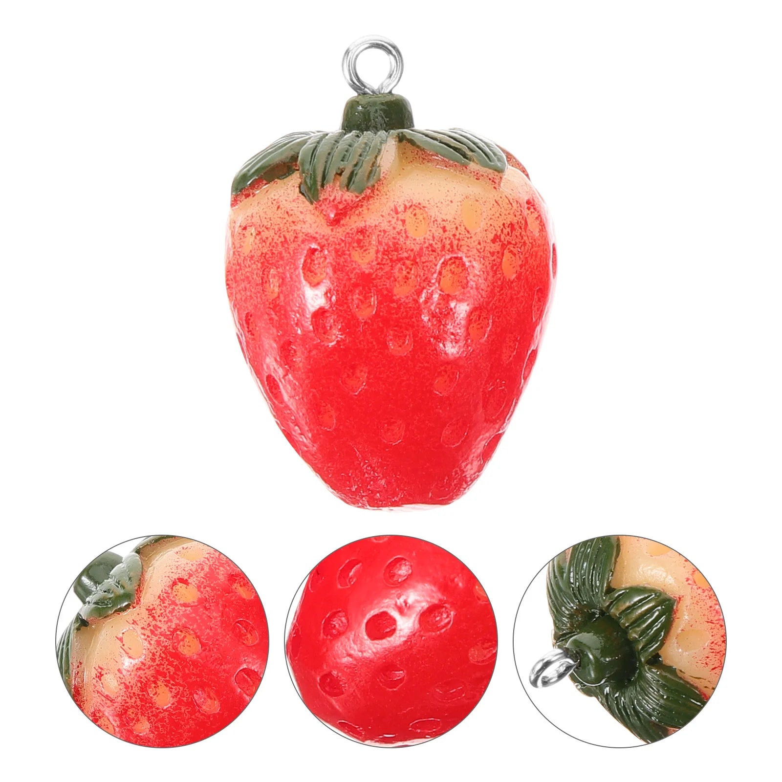 10pcs Strawberry Resin Jewelry Charms Pendant Earrings Keychain Accessories Fruit Decorations Crafting Supplies