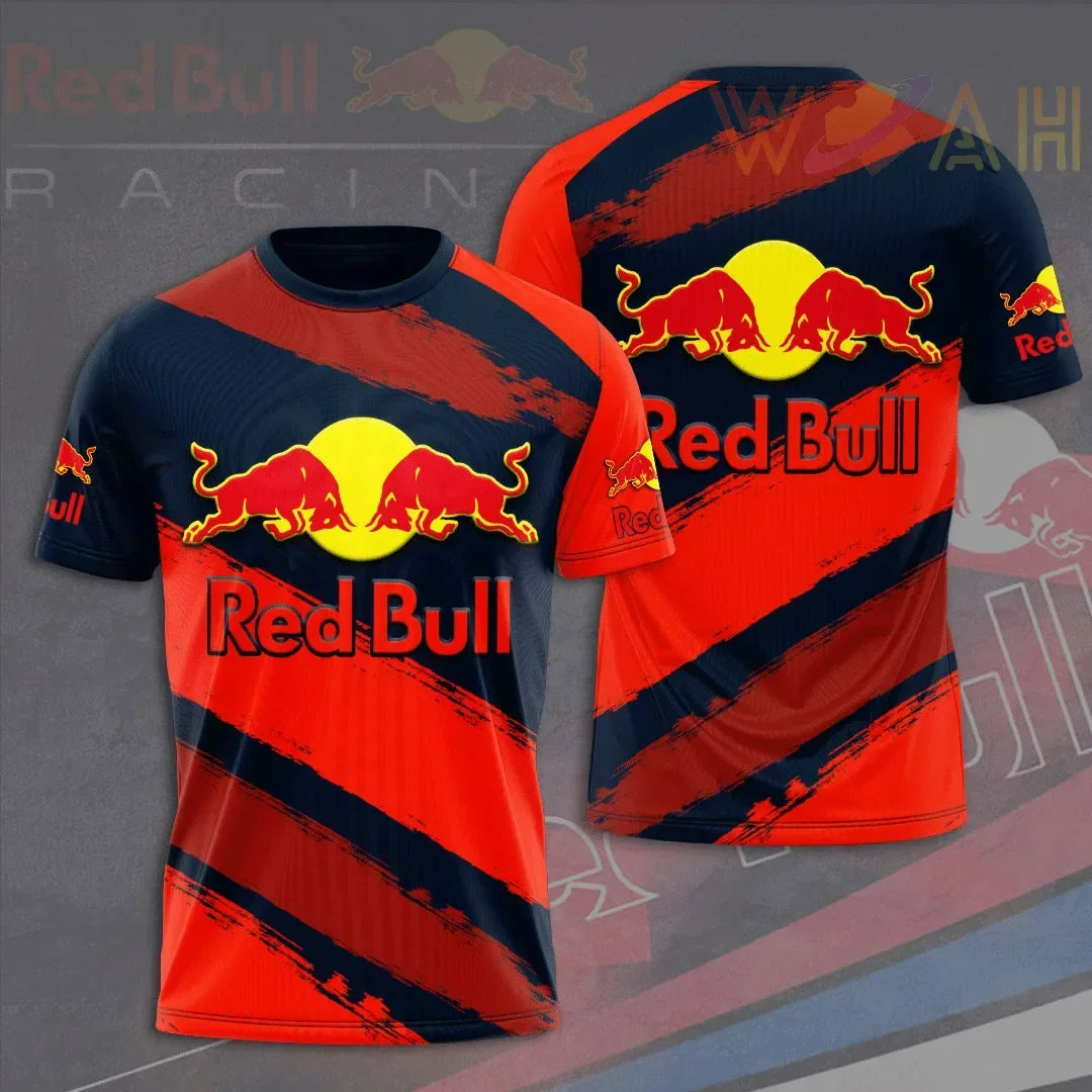 New T-shirt Luxury Brand Red Bull Racing Oversized Round Neck Top Red Bull Printed Men's T-shirt Sports Casual Large Size Top