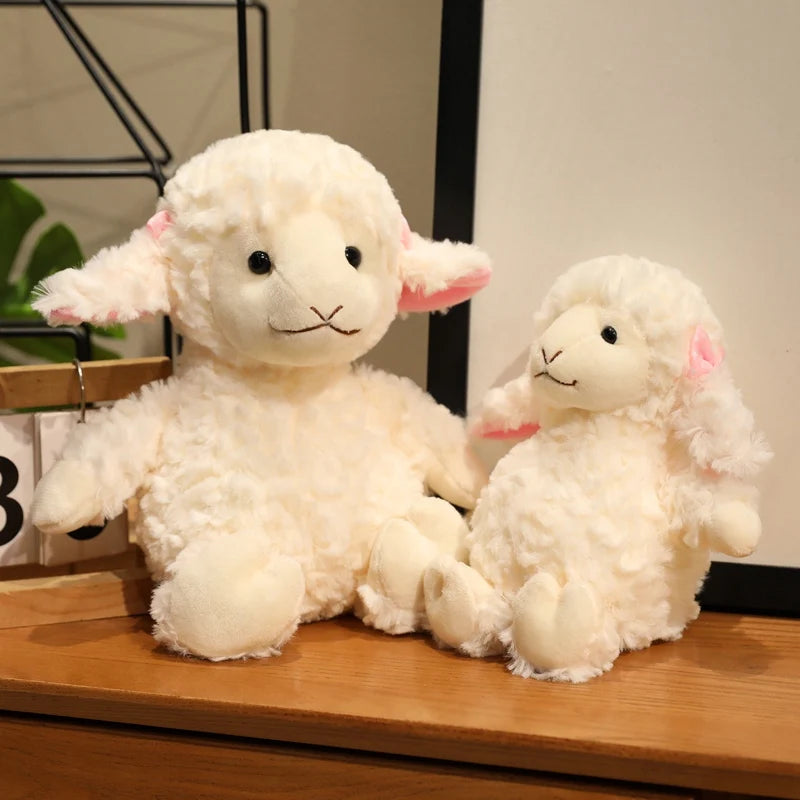 Kawaii Sweet Soft White Sheep Plush Toy 16/22/30cm Cute Cartoon Stuffed Sleeping Doll Ideal Birthday Gift for Kids