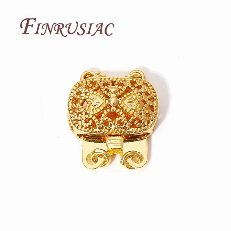 18K Gold Plated Brass with Zircon Connectors For Bracelets,Fasteners Clasps For Jewelry Making Supplies DIY Necklace Accessories