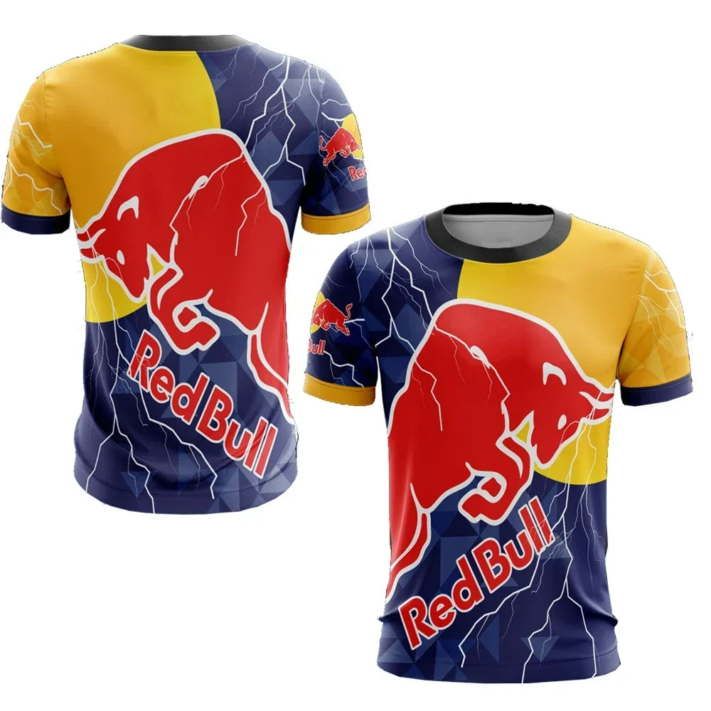 New T-shirt Luxury Brand Red Bull Racing Oversized Round Neck Top Red Bull Printed Men's T-shirt Sports Casual Large Size Top