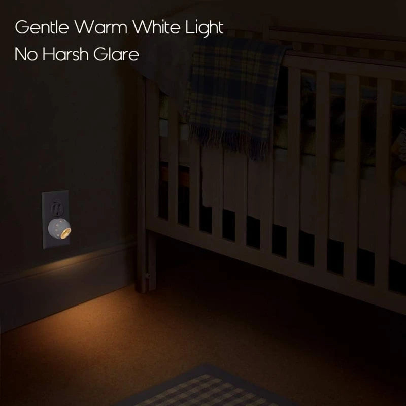 Emotionlite Plug-in Night Lights, Warm White LED Nightlight, 360° Rotation, Dusk to Dawn Sensor, Kids, Adult, Bedroom, Hallway