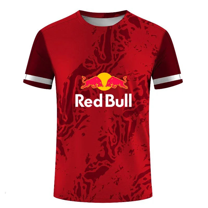 Men's Red Bull logo Badminton Tennis Series 3D Harajuku Print And Women's Sports leisure Loose Short Sleeve Round Neck T shirt