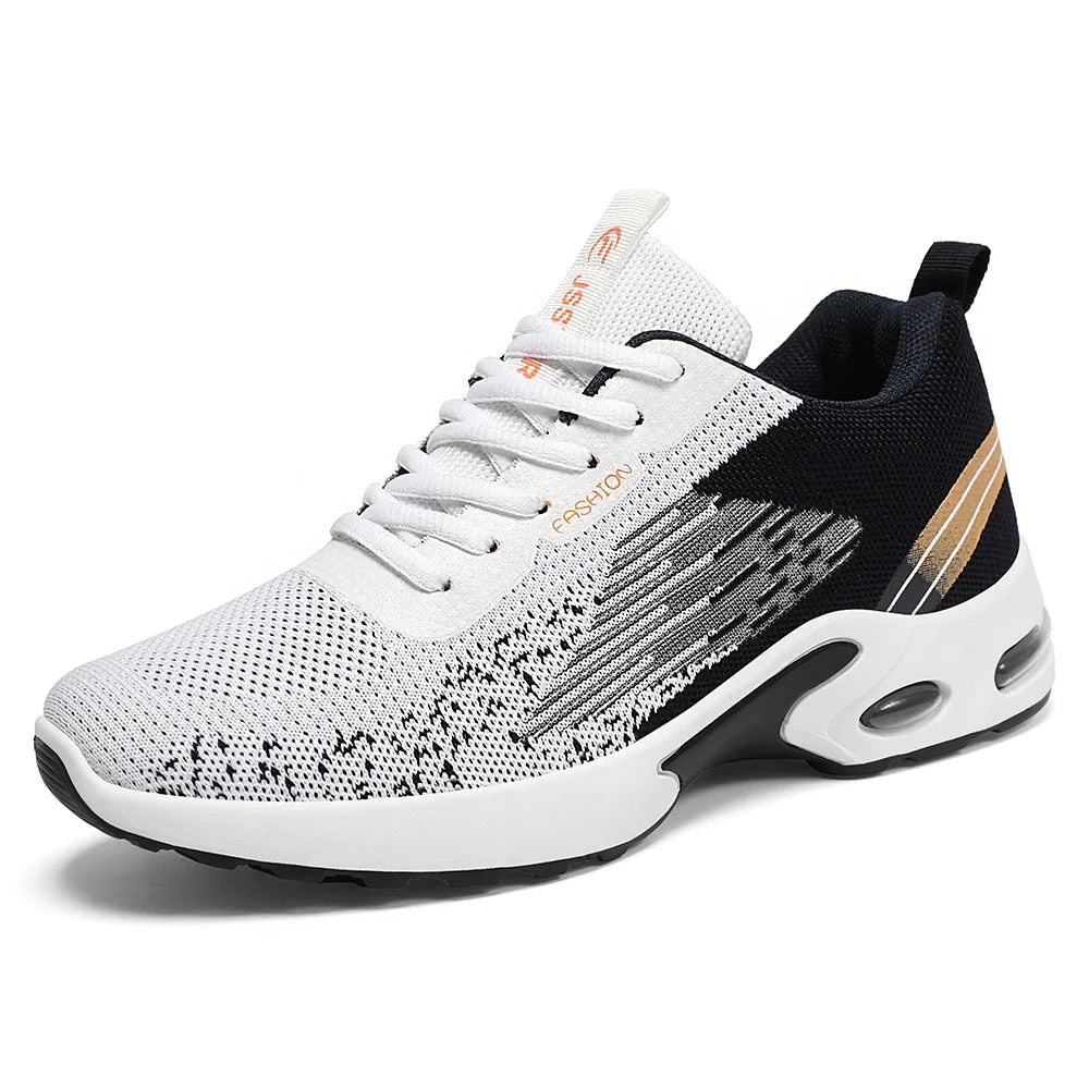 Men's Shoes Spring fashion 2025 lace-up Soft sole sports single shoes flying woven Casual style men's Running shoes sneakers