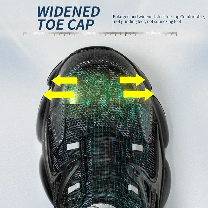 Slack-stab-proof work shoes with elastic buttons and lace-up