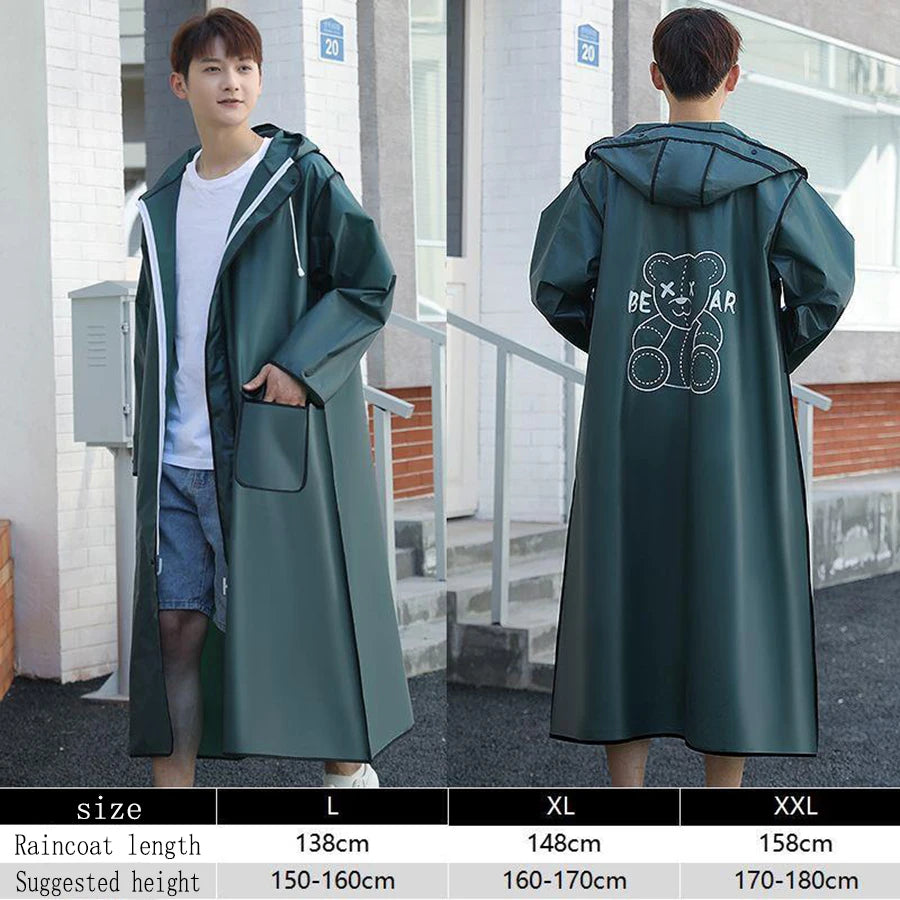New EVA Men's And Women's Raincoats Full Length Adult Riding And Walking Rainstorm Proof Electric Bicycle Poncho
