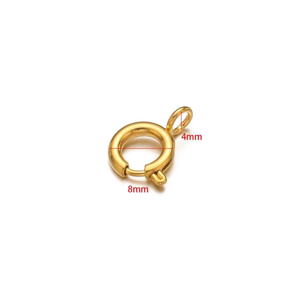 10pcs Stainless Steel Round Spring Ring Clasps Necklace Connectors for DIY Jewelry Bracelet Making Earrings Accessories 5-12mm