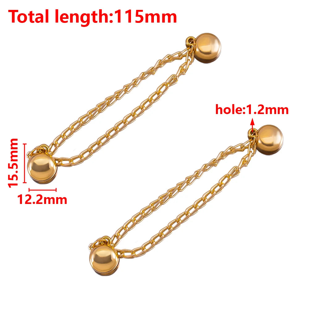 1pc 2pcs 4pcs 8pcs Tuck Waist Design Metal Chain Magnetic Buckle Long Pant Sleeve Shorten Free-suturing Fixed Alloy Brooch Strap