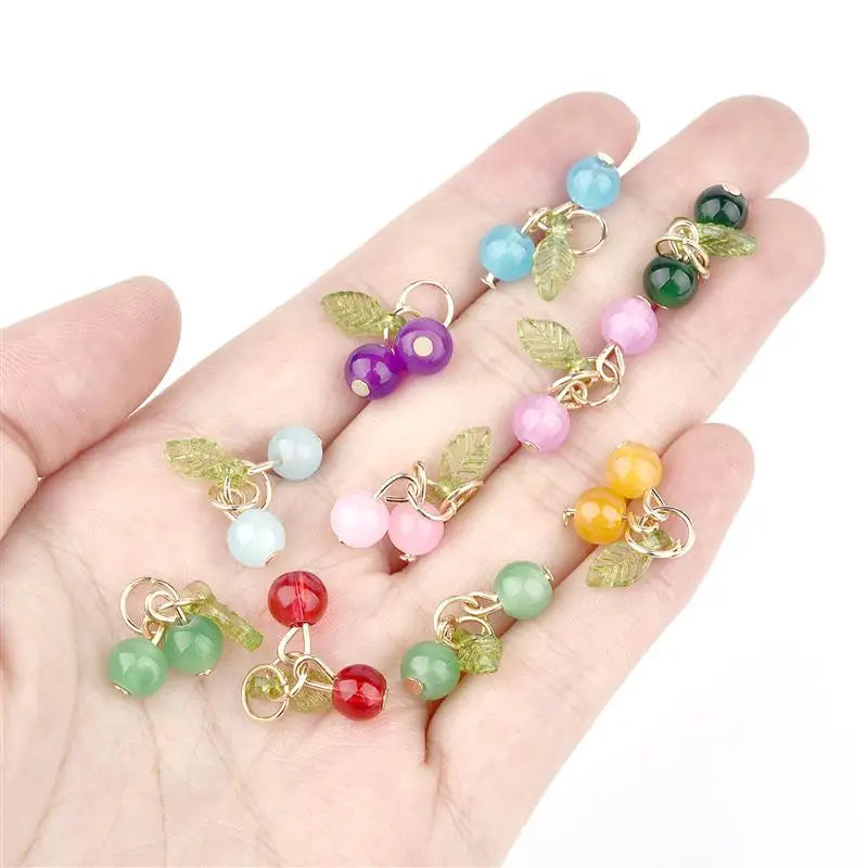 10Pcs/lot Fashion Delicious Red Cherry Keychain Summer Fruit Cherries Pendant Keyring For Women Men Jewelry Bag Accessories Gift