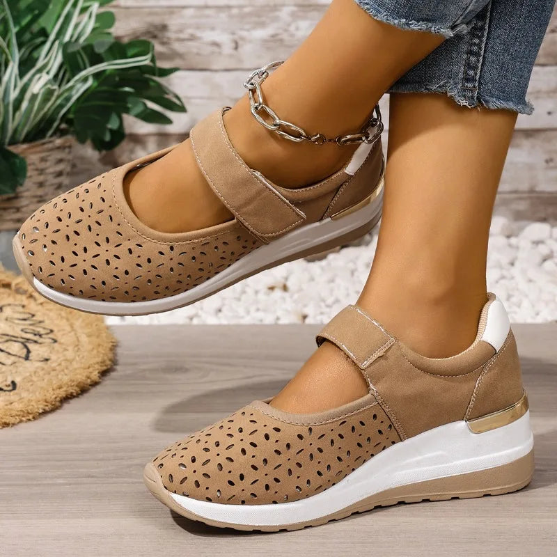 Hollow-out and Breathable Wrapped-head Single Shoes Women's New Summer Round-toe Shallow-mouth Platform Flat-sole Low-top Shoes