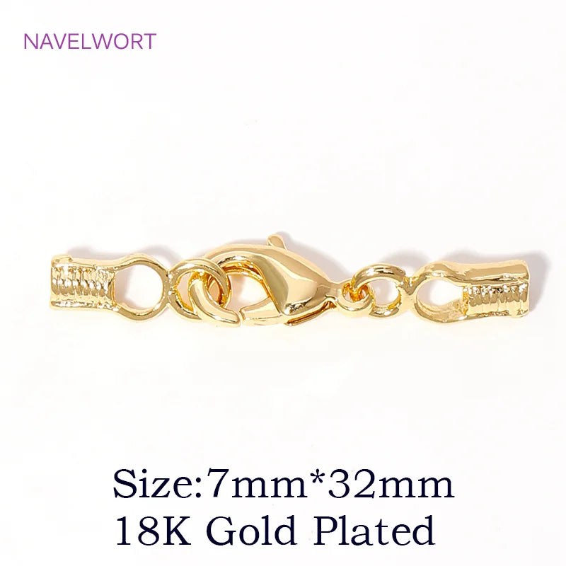 18K Gold Plated Brass Lobster Clasps Connector,Jewellery End Caps Fastener Clasp For DIY Bracelet Jewelry Making Accessories