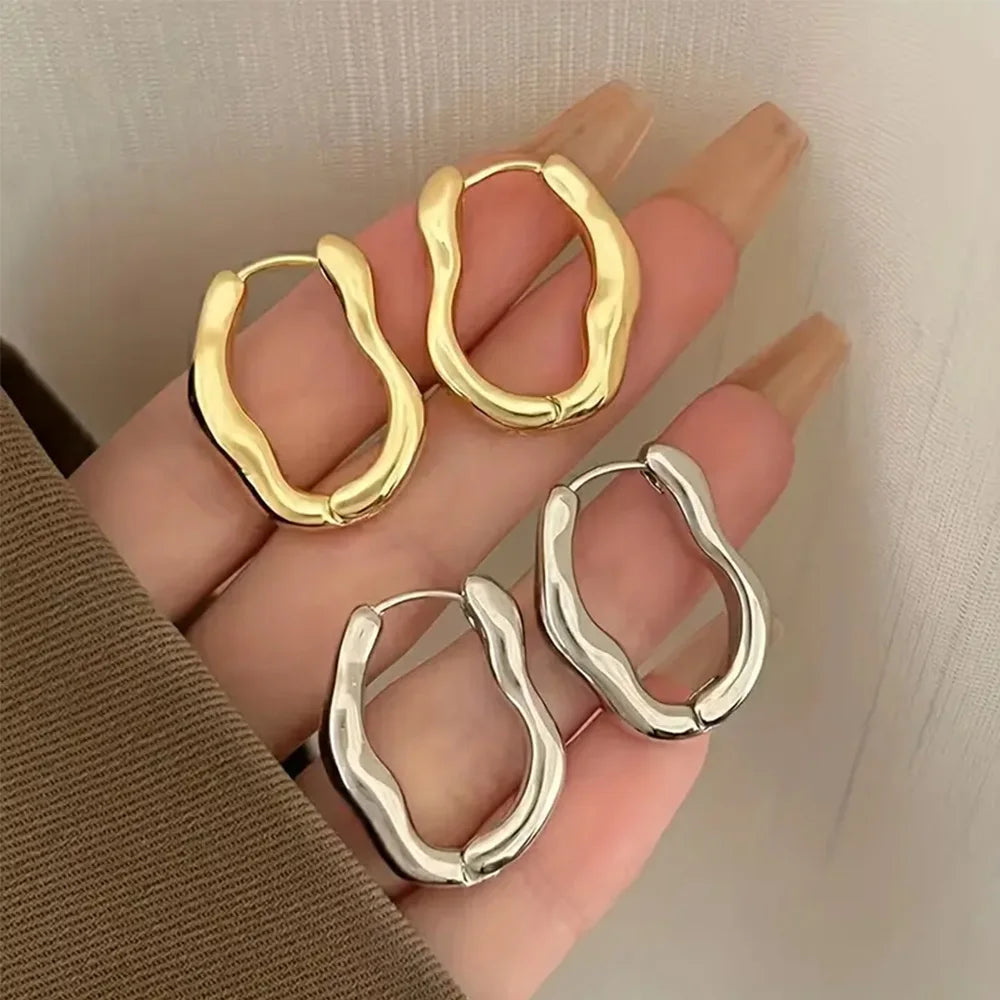 Irregular Geometric Earrings for Women's New Trendy and Personalized Design, Internet Famous Earrings With a Simple Temperament