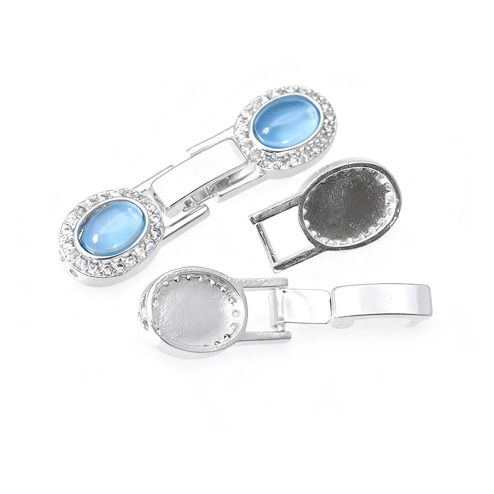 2 Sets 18K Gold Color Brass and Zircon Oval Shape Bracelets Connect Clasps High Quality Diy Jewelry Accessories Making Materials