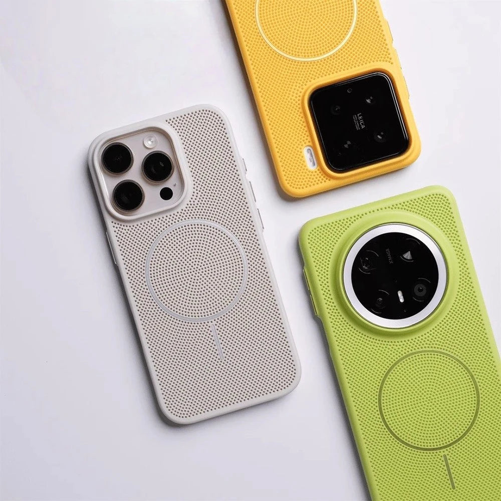 Luxury Cooling Mesh Breathable For Magsafe Magnetic Case For iPhone 16 15 14 13 12 11 Pro Max Plus Wireless Charging Hard Cover