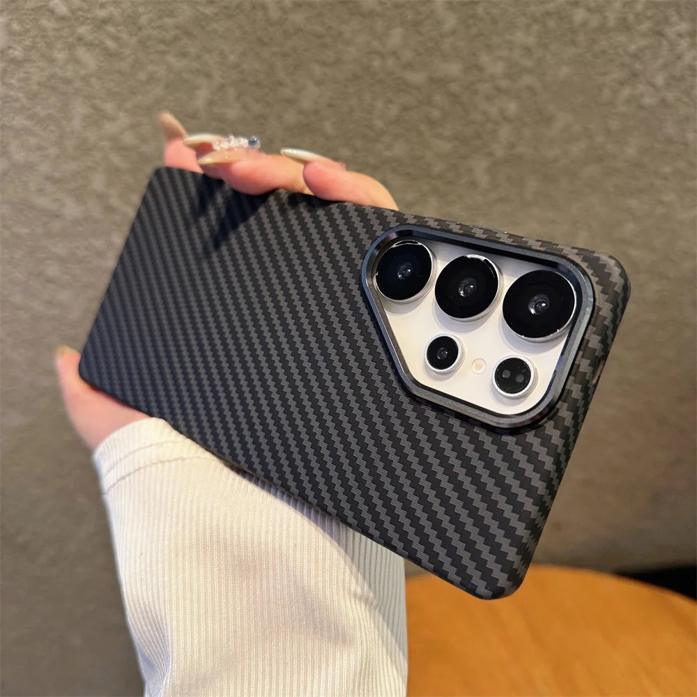 Luxury Colorful Kevlar Carbon Fiber Magnetic Phone Case For Samsung S24 S25 Ultra S23 Plus For Magsafe Wireless Charging Cover