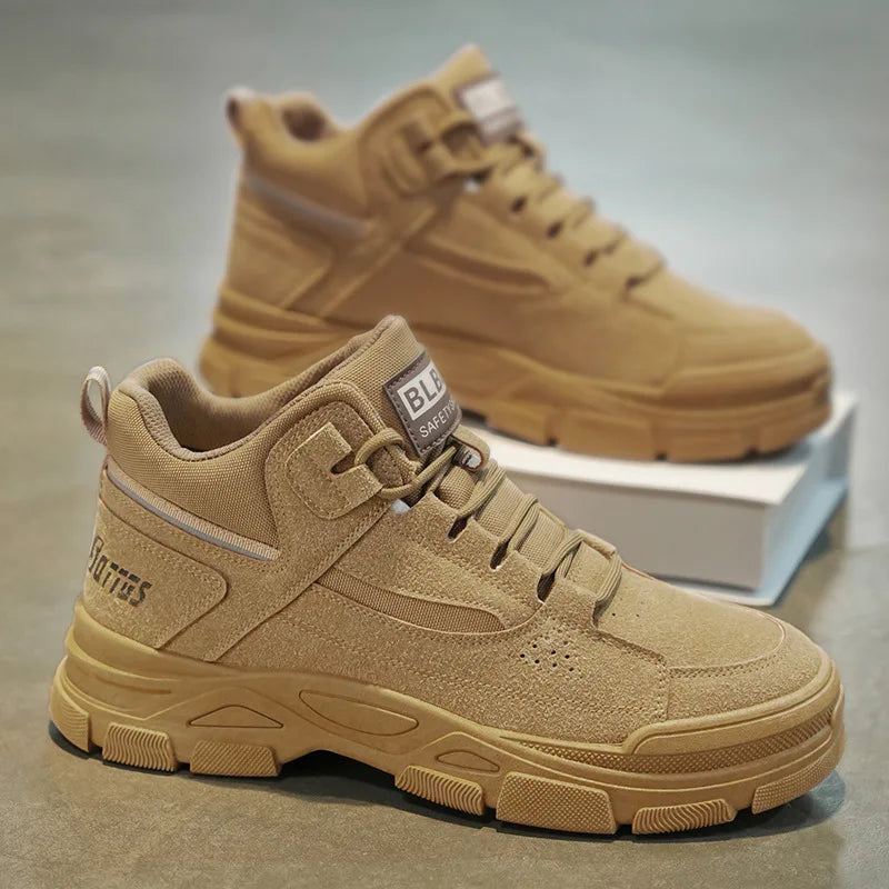 Spring men's shoes new breathable high-top men's all-match non-slip wear-resistant outdoor work shoes labor protection shoes