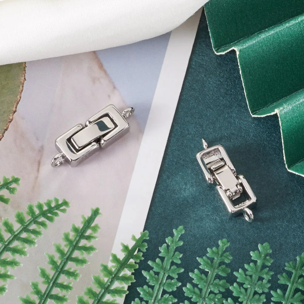 2pcs Brass Fold Over Clasps 1-Hole Metal Buckles Fastener Clasps Accessories For Bracelet DIY Jewelry Making Supplies