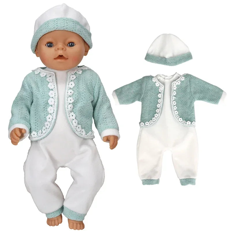 Reborn Baby Doll Clothes 40 cm Hat Set For Baby Dolls Rompers Toys Outwear Children Girl Gifts