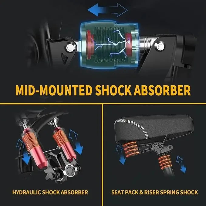 400W Motor 22MPH Max Speed, 14” Tire, 48V 15AH Removable Battery for Electric Bike, Multi-Shock Absorption, City Commuter