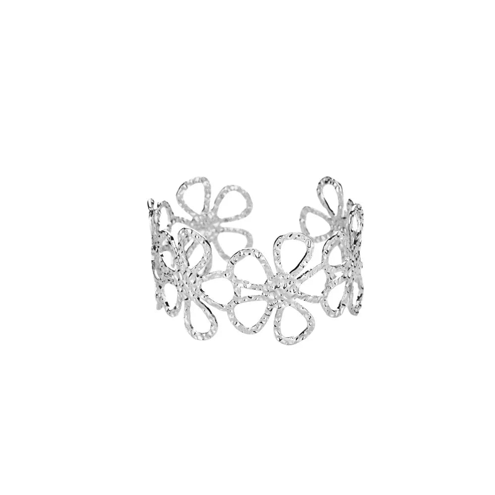 Exquisite Classic Bump Pattern Openning Bangles Bracelet For Women Cuff Bracelet Gold Color Stainless Steel Hand Ornament Gift