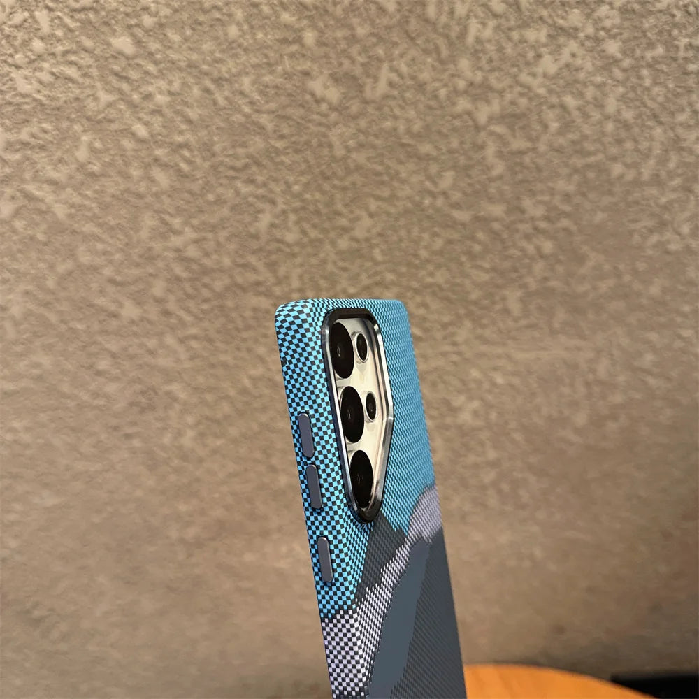 Luxury Colorful Kevlar Carbon Fiber Magnetic Phone Case For Samsung S24 S25 Ultra S23 Plus For Magsafe Wireless Charging Cover