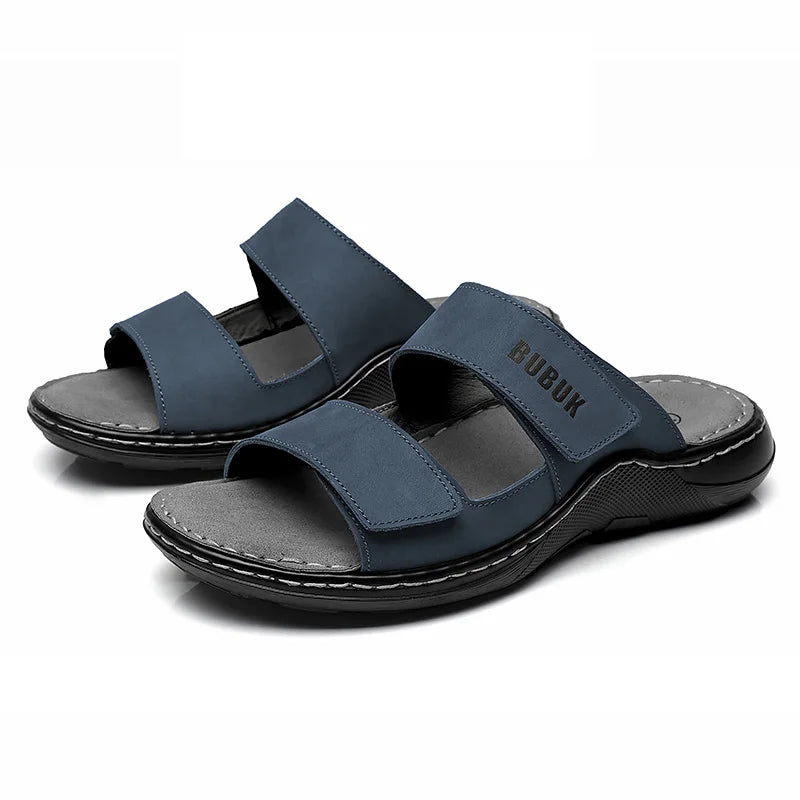First-Layer Cowhide Men's Sports Sandals, Open-Toe Outdoor 防滑 Sandals, Casual Men's Shoes, Outdoor Fashion Beach Shoes, Li