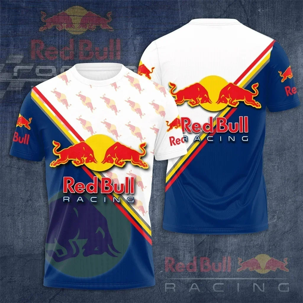 New T-shirt Luxury Brand Red Bull Racing Oversized Round Neck Top Red Bull Printed Men's T-shirt Sports Casual Large Size Top