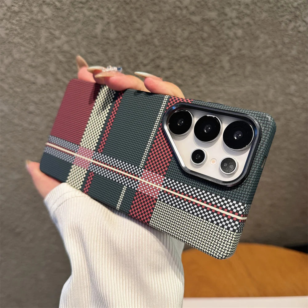 Luxury Colorful Kevlar Carbon Fiber Magnetic Phone Case For Samsung S24 S25 Ultra S23 Plus For Magsafe Wireless Charging Cover