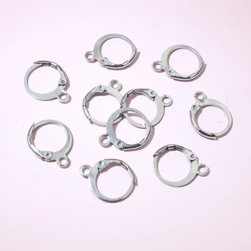 30pcs 14x12mm 15x10mm No Fade Stainless Steel French Lever Earring Hooks Clips DIY Earwire Earrings Jewelry Findings Accessories
