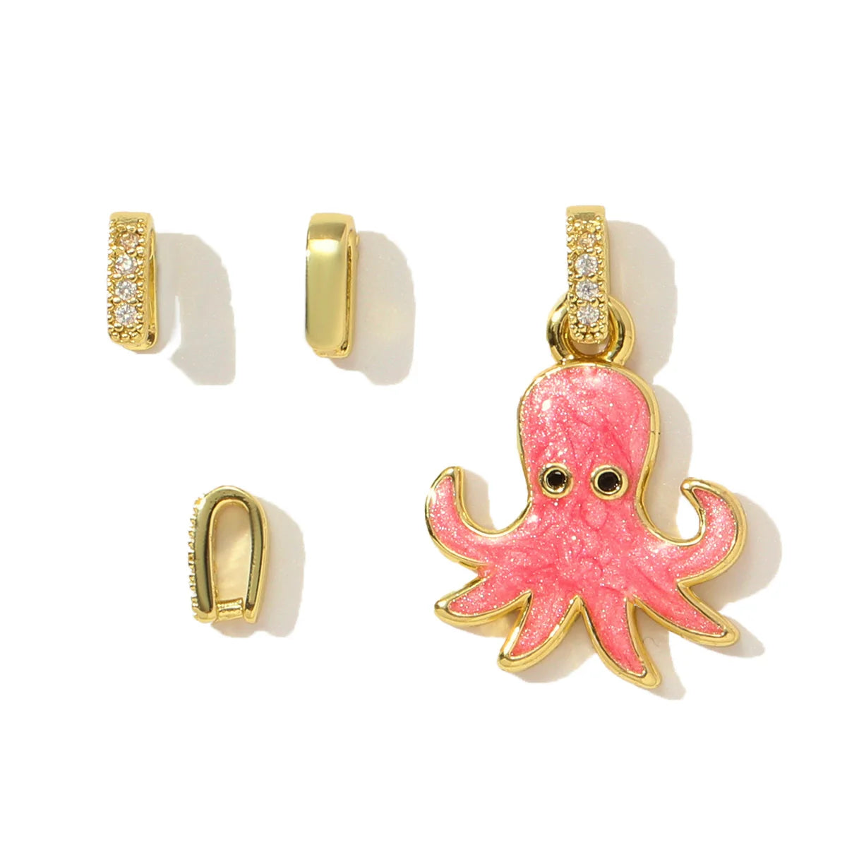 10pcs/Lot Fashion Copper Zircon V Shaped Pinch Bail Clasps Melon Seeds Clips For DIY Necklace Pendant Women Jewelry