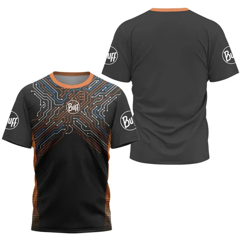 Men's tennis shoe printed T-shirt, quick drying short sleeved shirt, breathable, round neck, outdoor sports, summer