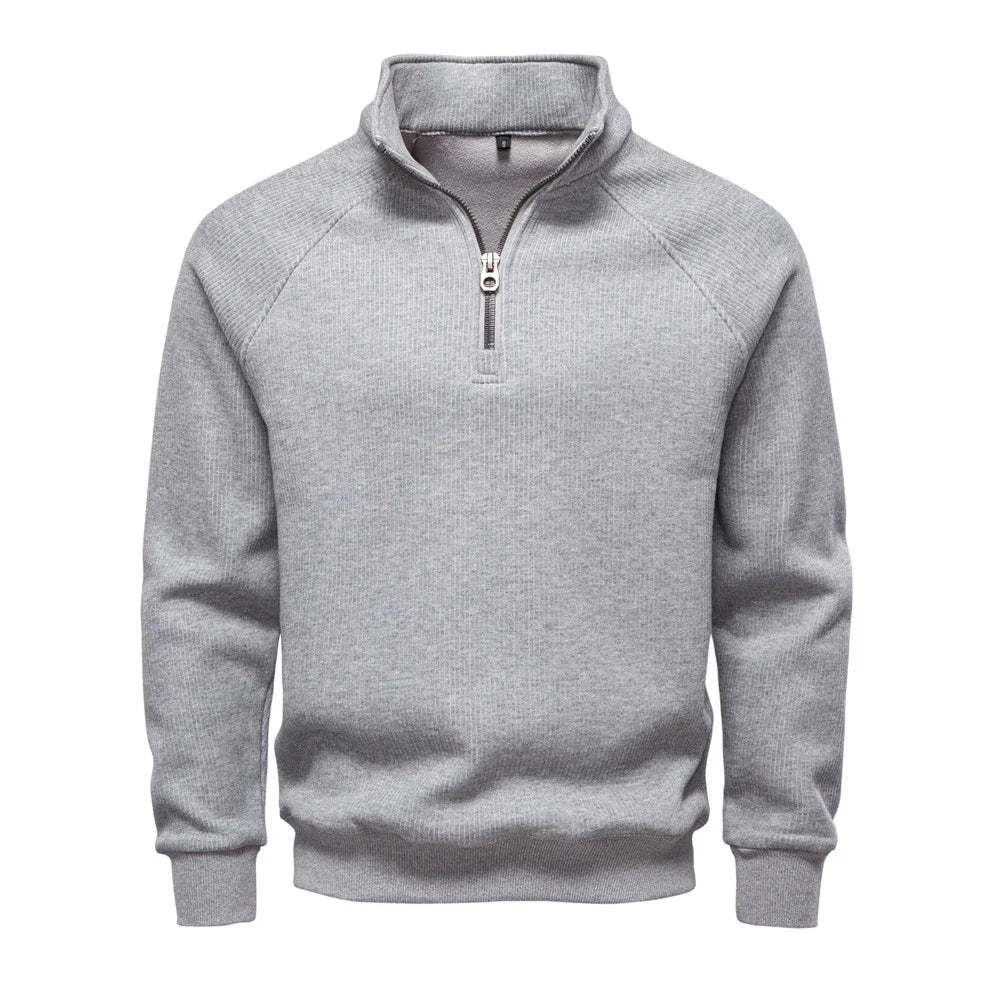 2025New Autumn and Winter Half-Zip Sweatshirt Stand Collar Trendy Versatile Fleece-Lined Men's Sweatshirt Top