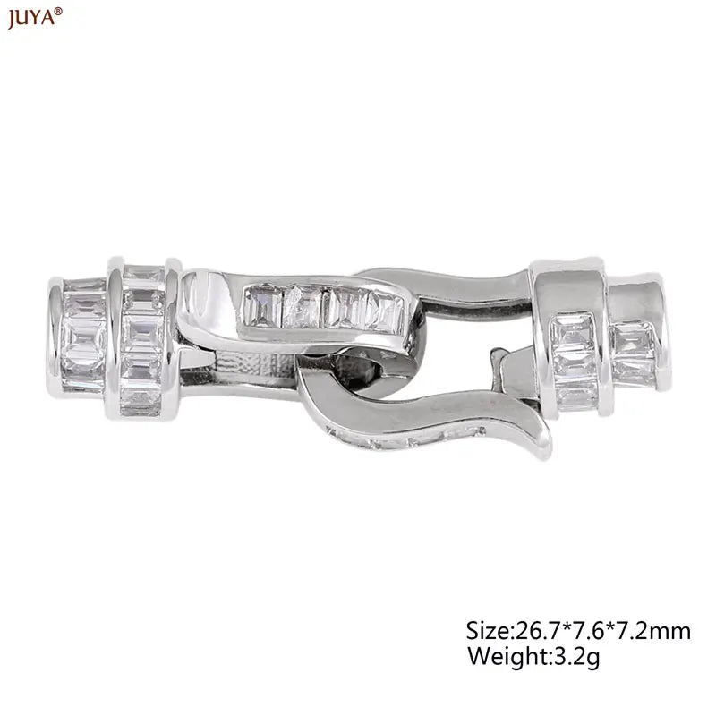 JUYA 18k Gold Silver Plated Copper Hooks Connectors Clasps Fastener For DIY Needlework Pearls Jewelry Making Accessories