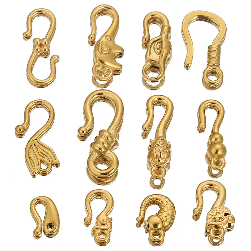 10pcs Lot Stainless Steel S Gold Jewelry Making Clasps Hooks Fasteners Connectors for Bracelet Nacklace Jewelry Making Materials