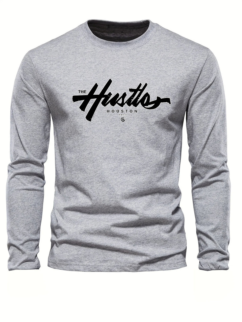 Spring Autumn Casual Long Sleeve T-shirt English Letter Printed Tee Classic Basic Tops Daily Loose O-neck Pullover Male Clothing