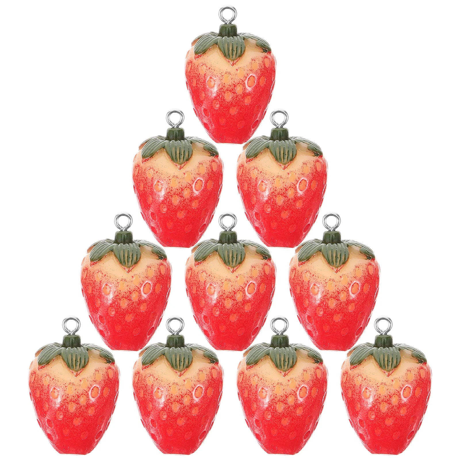10pcs Strawberry Resin Jewelry Charms Pendant Earrings Keychain Accessories Fruit Decorations Crafting Supplies