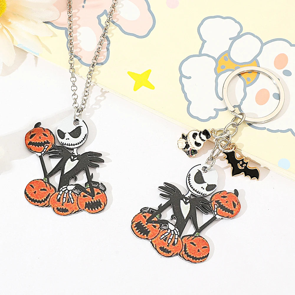 Disney Anime Character Jack Skellington Keychain The Nightmare Before Christmas Pendant For Friends Halloween Jewelry Gifts