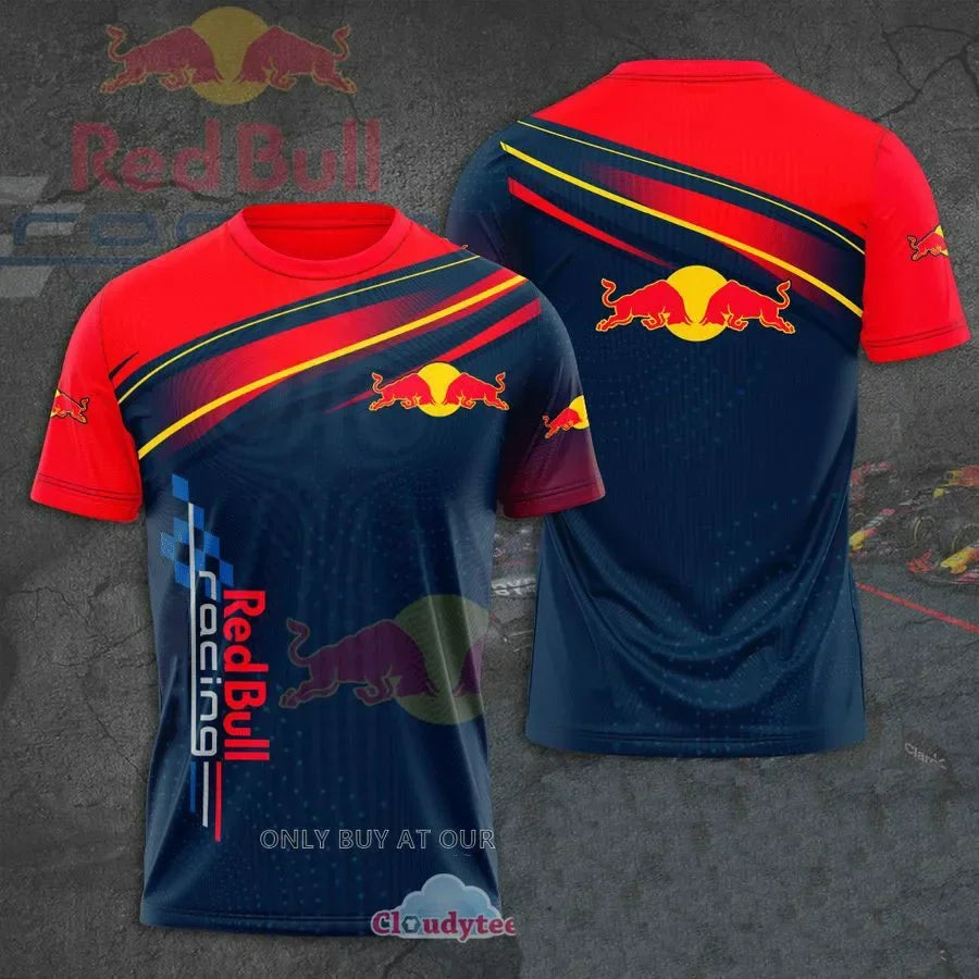 New T-shirt Luxury Brand Red Bull Racing Oversized Round Neck Top Red Bull Printed Men's T-shirt Sports Casual Large Size Top