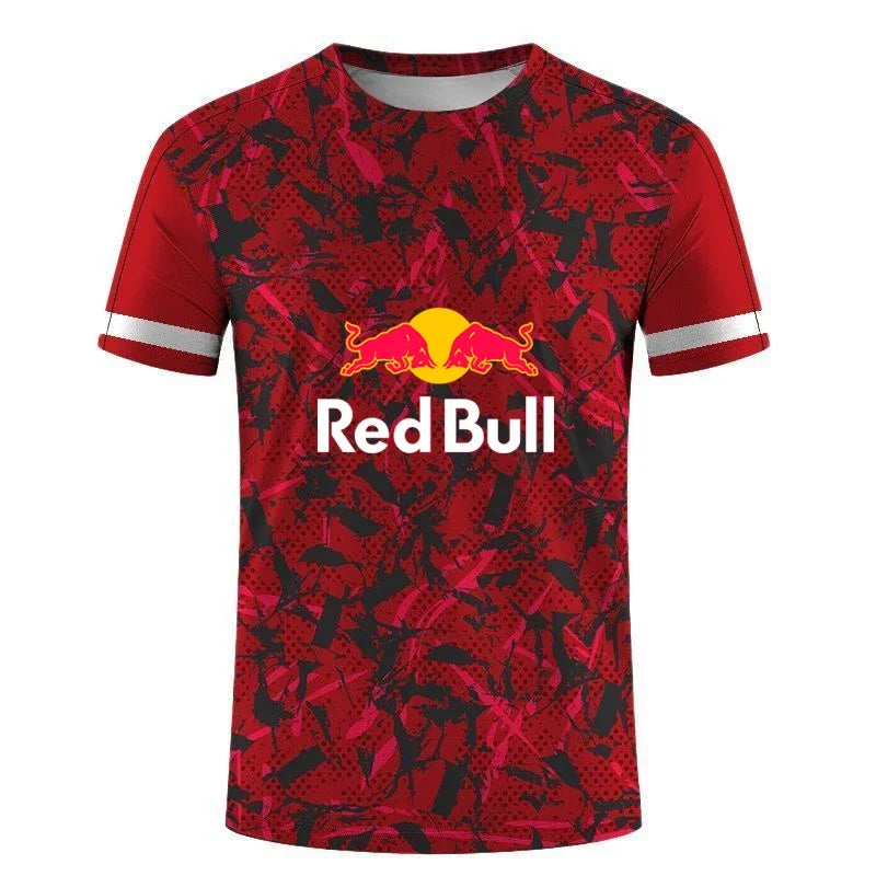 Men's Red Bull logo Badminton Tennis Series 3D Harajuku Print And Women's Sports leisure Loose Short Sleeve Round Neck T shirt