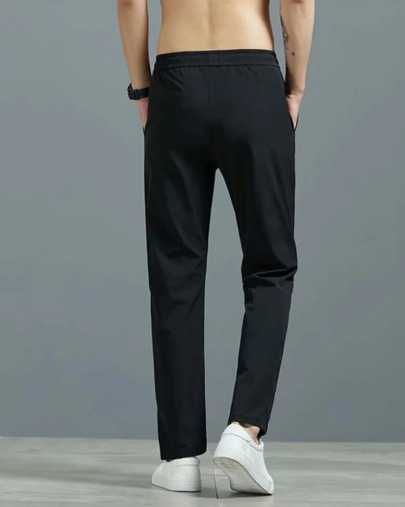 Korean Style Slim Fit Ice Silk Pants For Men Quick Dry Lightweight Business Casual Trousers