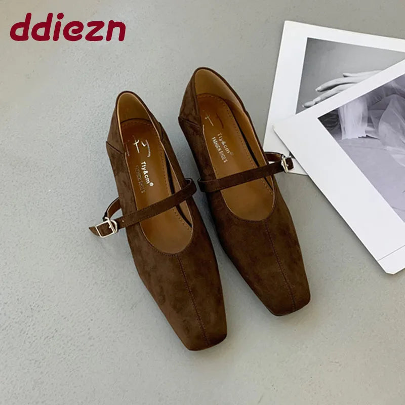 Female Buckle Strap Footwear Low Heel Wedges Shoes For Women Mary Janes Spring Summer Fashion Shallow Ladies Wedges Pumps Shoes