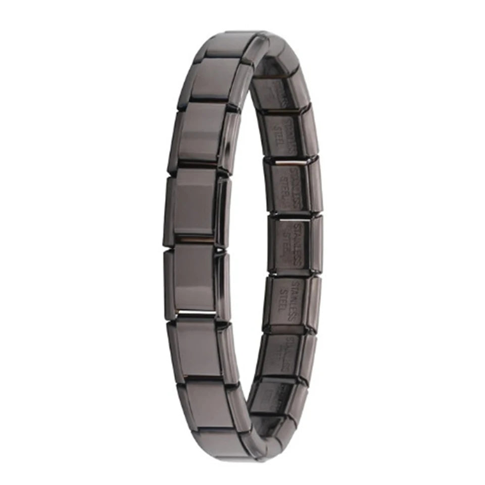 Yupsk Trendy Square Italy Stainless Steel Bracelets For Women Men HipHop Metal  Modules Stretchable Gift Birthday Party Jewelry
