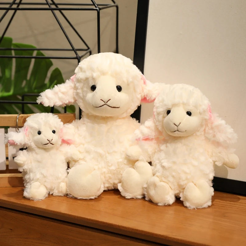 Kawaii Sweet Soft White Sheep Plush Toy 16/22/30cm Cute Cartoon Stuffed Sleeping Doll Ideal Birthday Gift for Kids