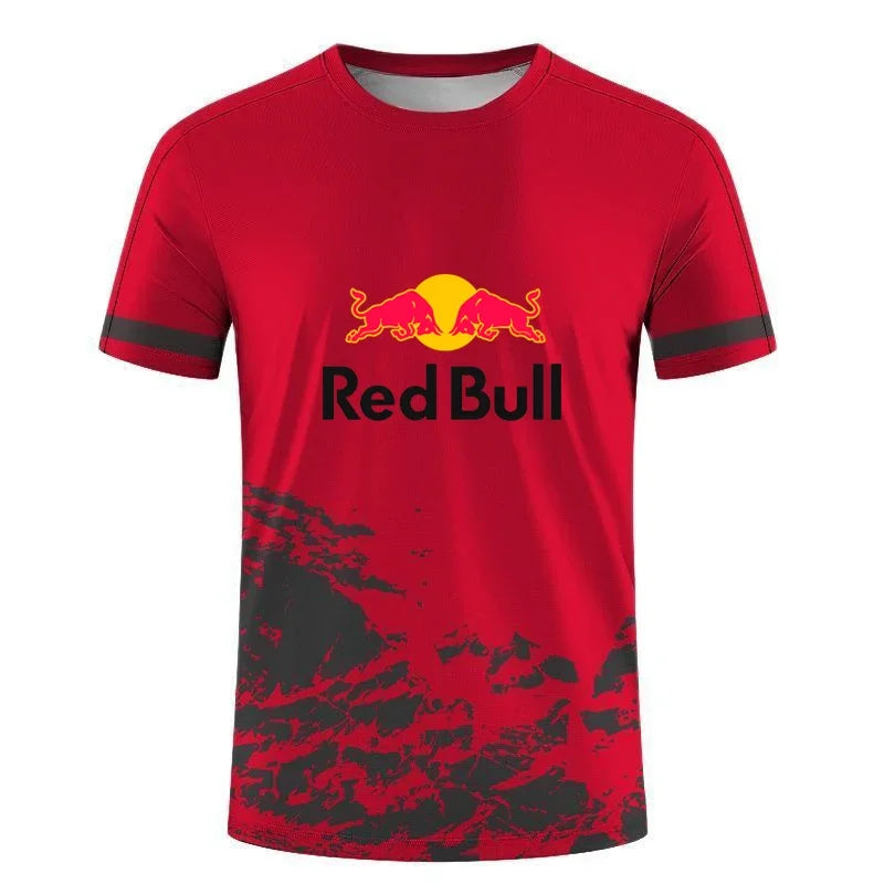 Men's Red Bull logo Badminton Tennis Series 3D Harajuku Print And Women's Sports leisure Loose Short Sleeve Round Neck T shirt